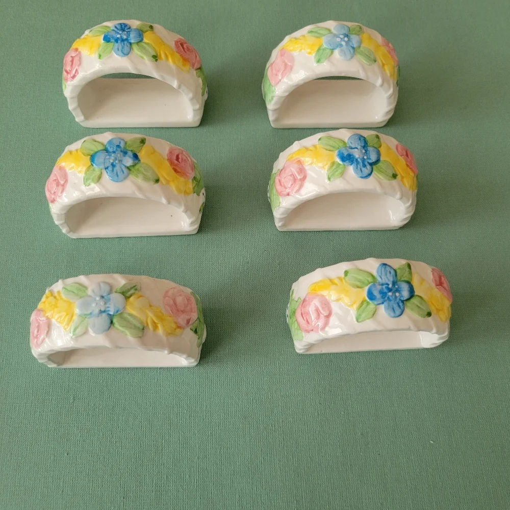 Spring Ceramic Napkin Rings - Picture 4 of 5